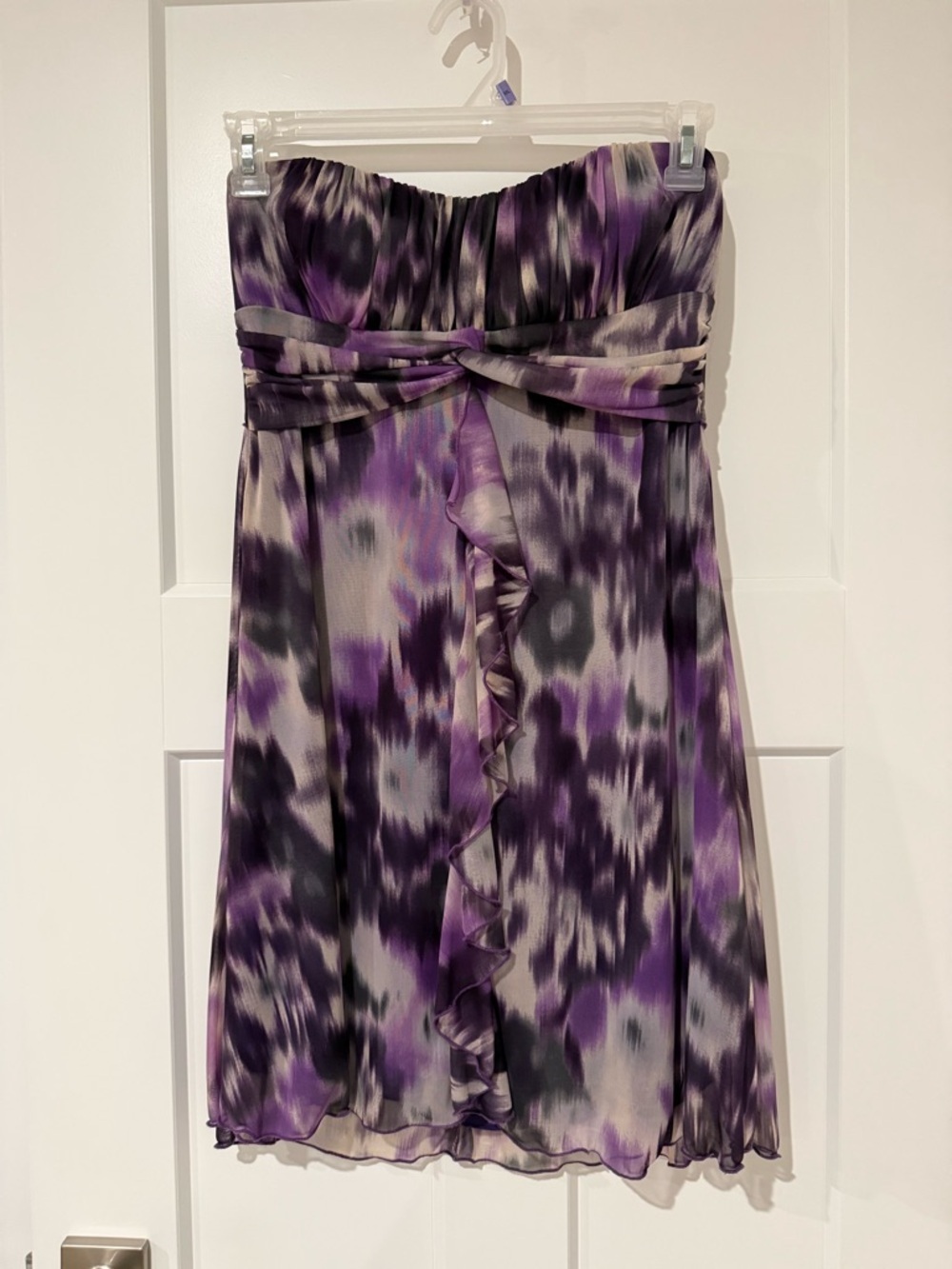 Speechless Purple and Black Strapless Ruffle Dress